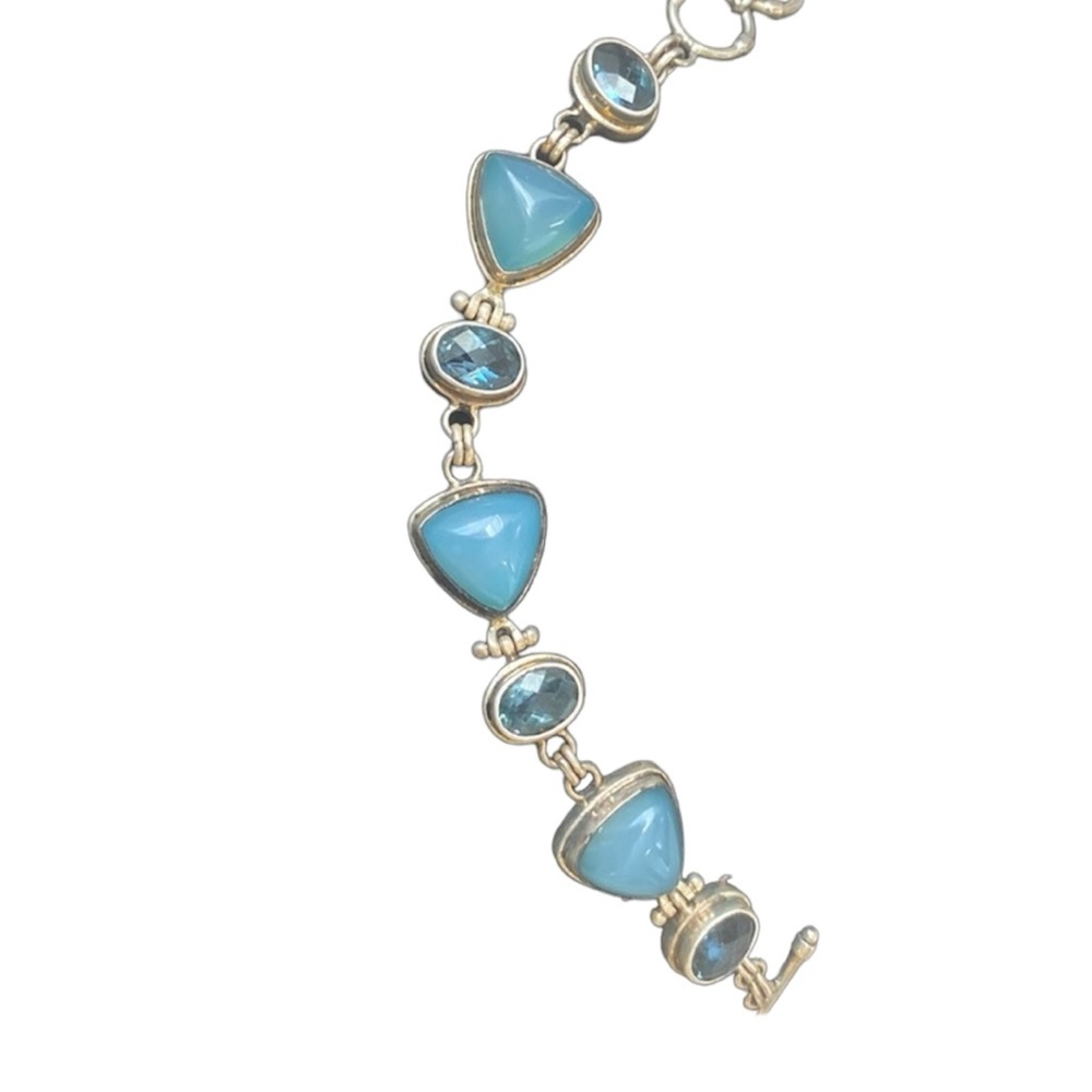 Woman’s silver and gemstone bracelet